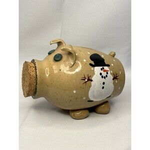 Pottery Handmade Ceramic Piggy Bank 90s Grandma Cottage Farm Rustic